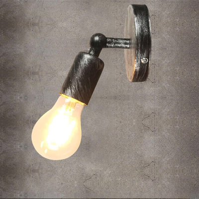 Industrial Vintage Iron Round Exposed Bulb 1-Light Wall Sconce Lamp