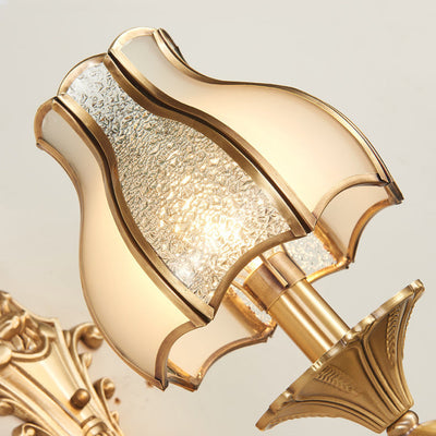 Zeitgenössische Luxus-Vollkupferglas-Regenschirmform 1/2-Licht-Wandleuchterlampe für Schlafzimmer 