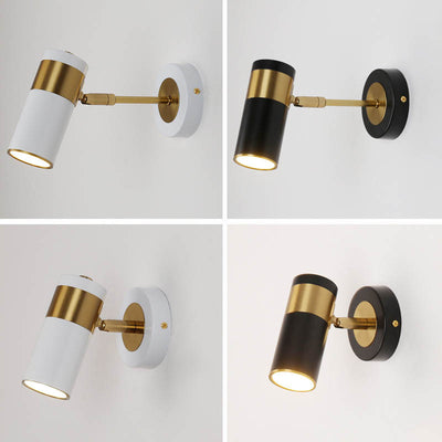 Contemporary Scandinavian Cylinder Hardware Iron Acrylic 1-Light Wall Sconce Lamp For Bedroom