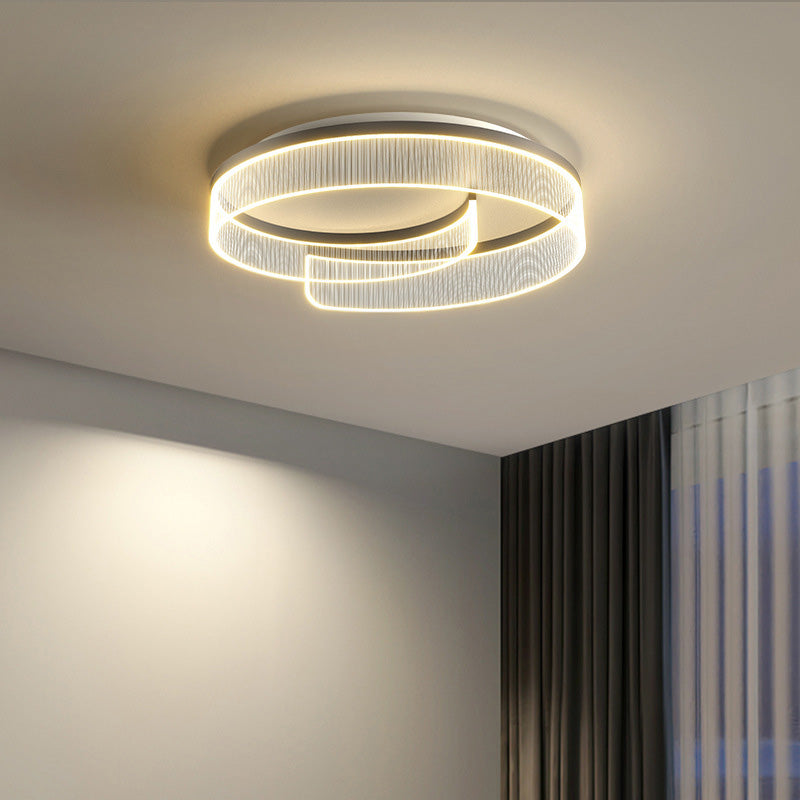 Plafonnier LED rond minimaliste moderne en acrylique, fer et aluminium pour salon 