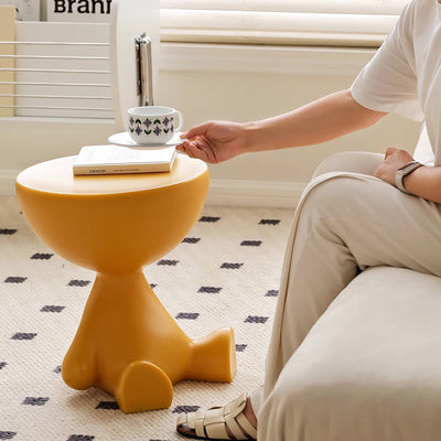 Table d'appoint ronde scandinave contemporaine avec base en PE et ours cartoon pour salon 