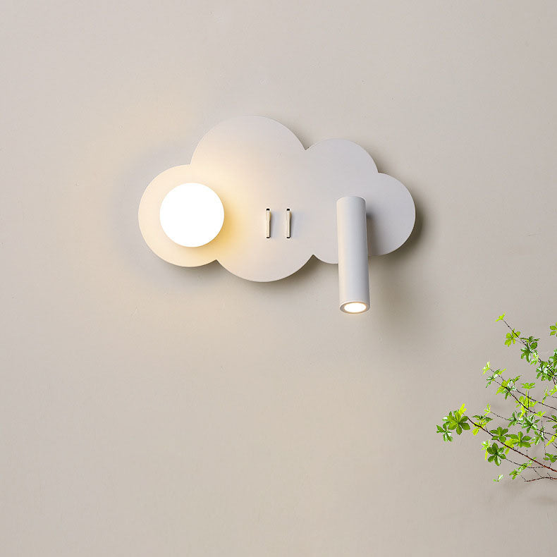 Lámpara de Aplique de Pared con Foco Giratorio LED de Forma de Nube de Acrílico y Aluminio de Simplicidad Contemporánea para Dormitorio 