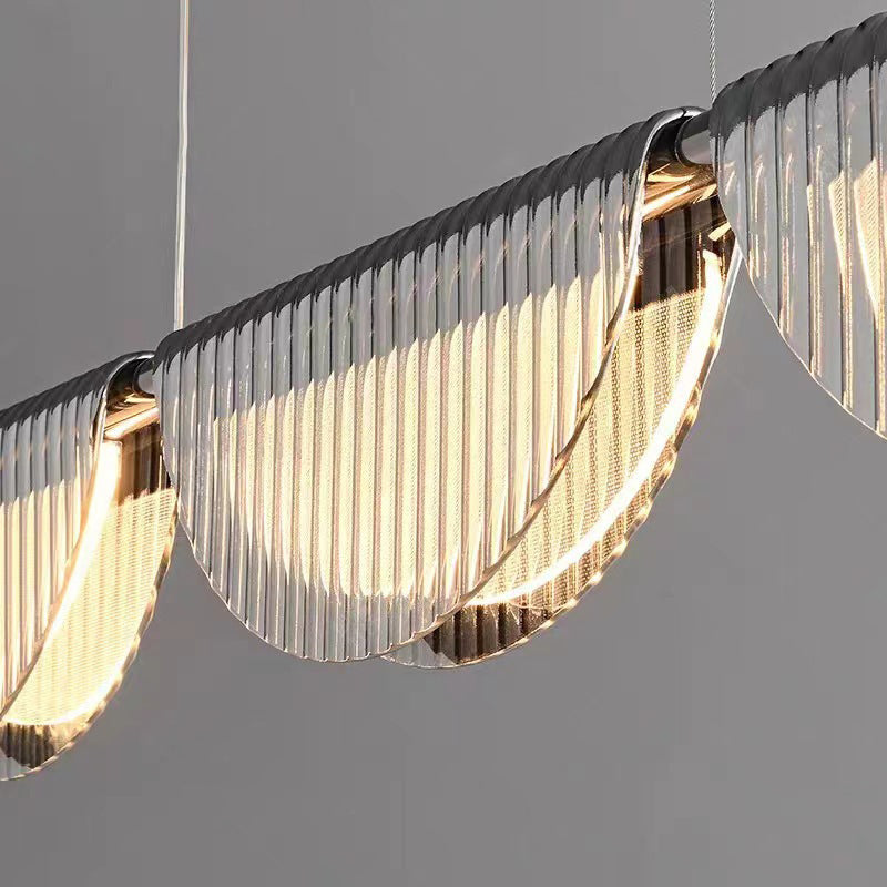 Lustre LED à îlot avec abat-jour semi-circulaire en verre acrylique de simplicité contemporaine pour salon 