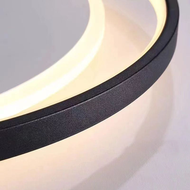 Moderna Minimalista Dos Redondas de Aluminio Hierro Acrílico Silicona LED Luz de Techo Empotrada para Dormitorio 