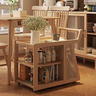 Zeitgenössischer Retro Massivholz Beweglicher Multifunktionaler Lagerung Beistelltisch 3-stufig Für Wohnzimmer 