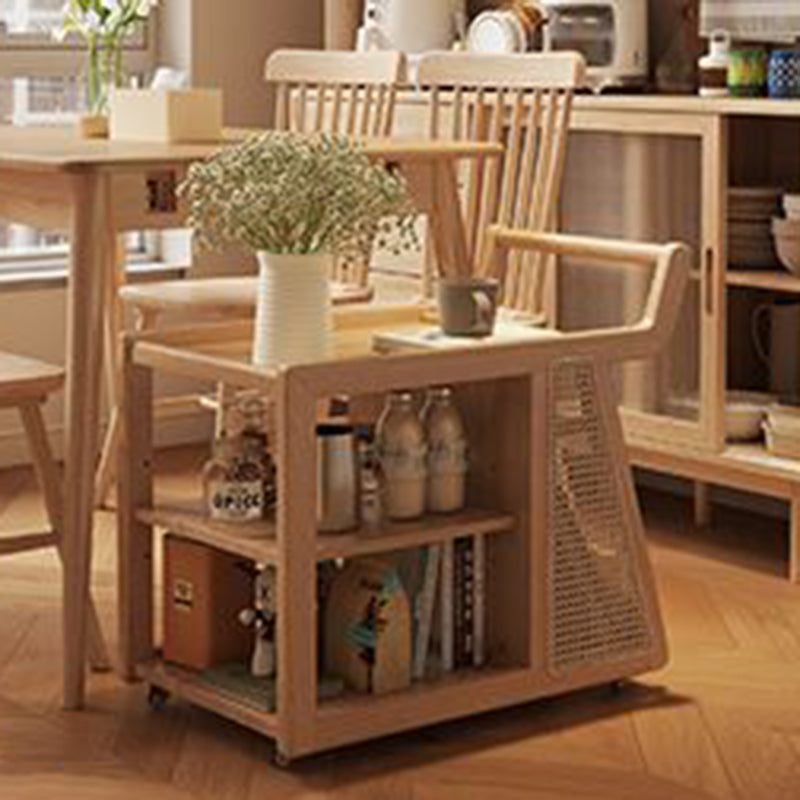 Zeitgenössischer Retro Massivholz Beweglicher Multifunktionaler Lagerung Beistelltisch 3-stufig Für Wohnzimmer 