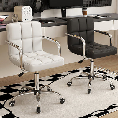 Moderne Einfachheit Leder Stahl SGS Schwamm Quadrat Gitter Schreibtischstuhl Rückenlehne Drehbar Verstellbar Für Home Office 