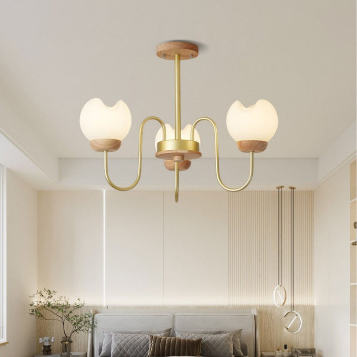 Moderne Mid-Century Blumen Metall Gummibaum Rotomolded 3/5/8 Licht Kronleuchter für Wohnzimmer 
