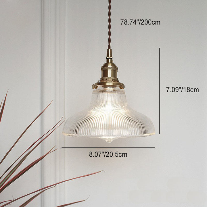 Traditional Vintage Textured Glass Copper Round Pot 1-Light Pendant Light For Dining Room