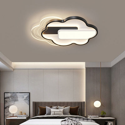 Modern Minimalist Rectangle Square Round Cloudy Iron Acrylic LED Flush Mount Ceiling Light For Bedroom