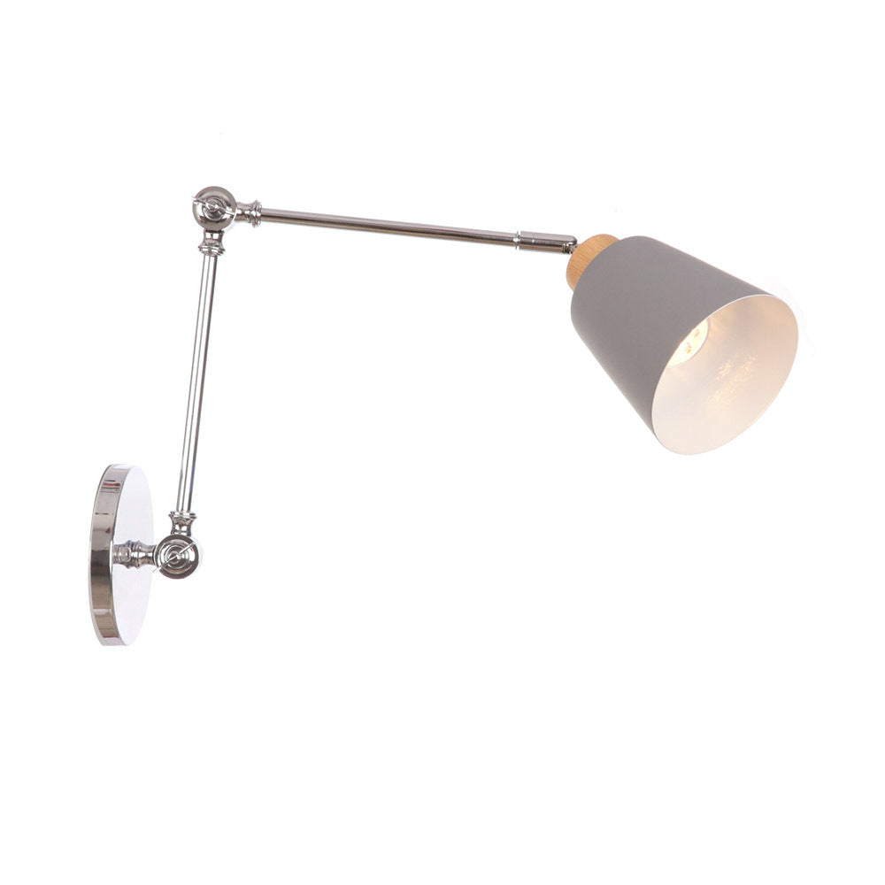Lampe Applique Murale Moderne Minimaliste Cylindre Rétractable Fer Zinc Bois 1 Lumière Pour Chambre 