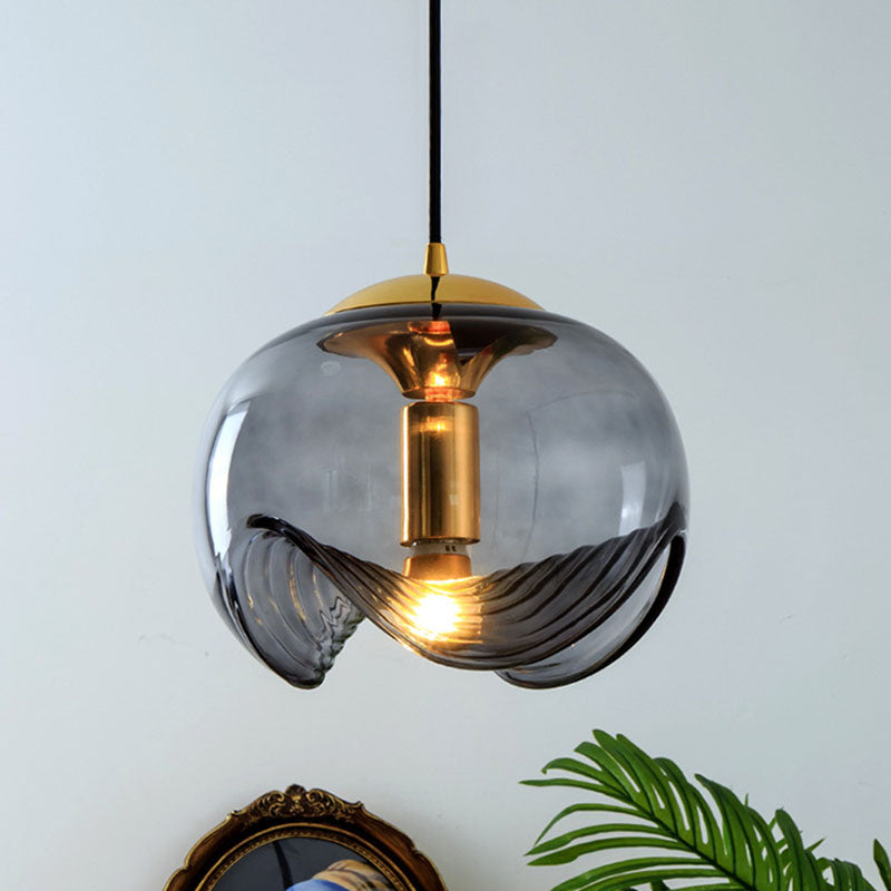 Contemporary Scandinavian Oval Column Iron Glass 1-Light Pendant Light For Bedroom