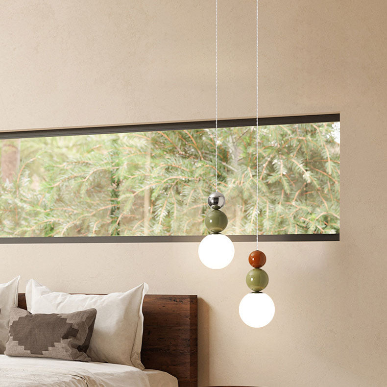 Moderne minimalistische runde Kugel Eisen Glas 1-Licht Pendelleuchte für Schlafzimmer 