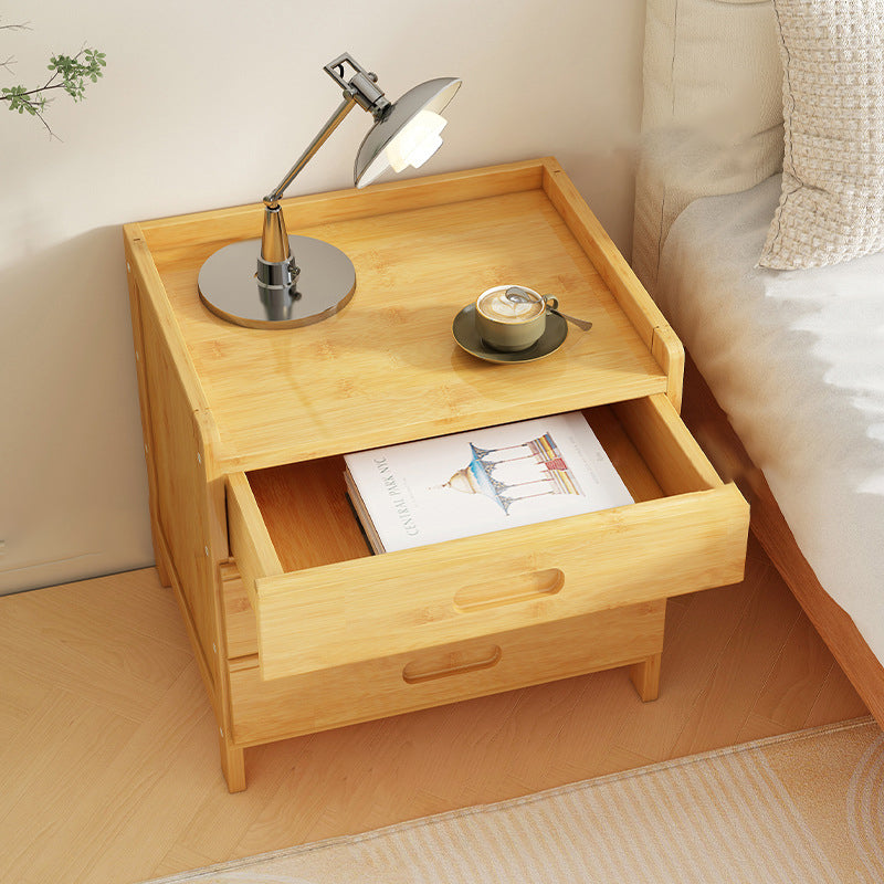 Table de nuit moderne minimaliste rectangulaire en bambou à densité de panneau 1/3 tiroir pour chambre 