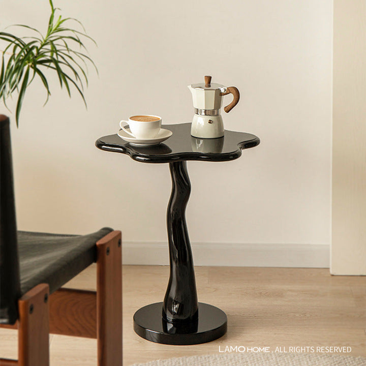 Table d'appoint en bois et fer avec design traditionnel de pétales ronds pour salon 