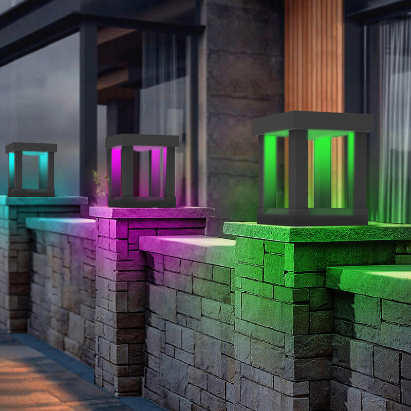 ضوء LED خارجي مربع من البلاستيك ABS للطاقة الشمسية بتصميم بسيط وحديث للحديقة 