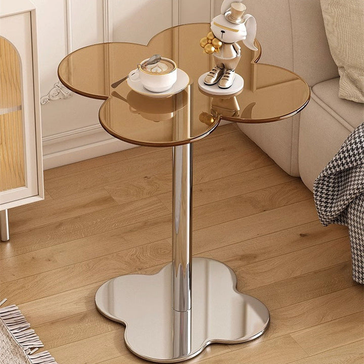 Modern Minimalist Cylinder Petal MDF Glass Stainless Steel Coffee Table For Living Room