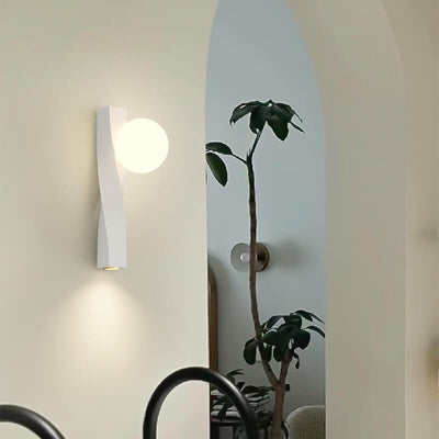 Applique Murale Sphère Longue 1-Lumière en Plastique Style Crème Minimaliste Nordique 