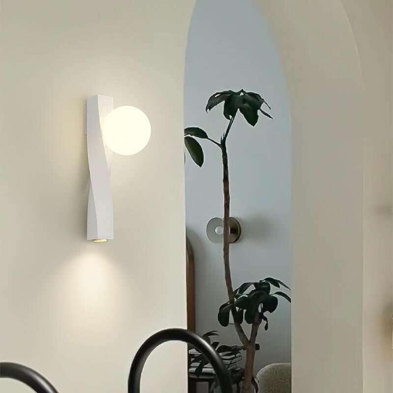 Applique Murale Sphère Longue 1-Lumière en Plastique Style Crème Minimaliste Nordique 
