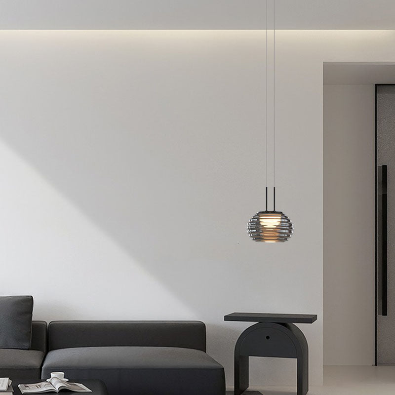 Modern Minimalist Oval Metal Acrylic Glass LED Pendant Light For Living Room
