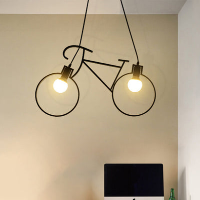 Modern Creative Bicycle Shape Iron 2-Light Kids Chandelier