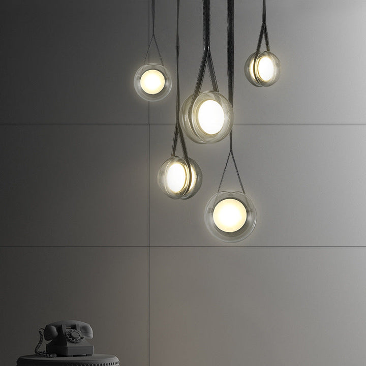 Suspension LED en verre et fer de style scandinave contemporain pour salon 