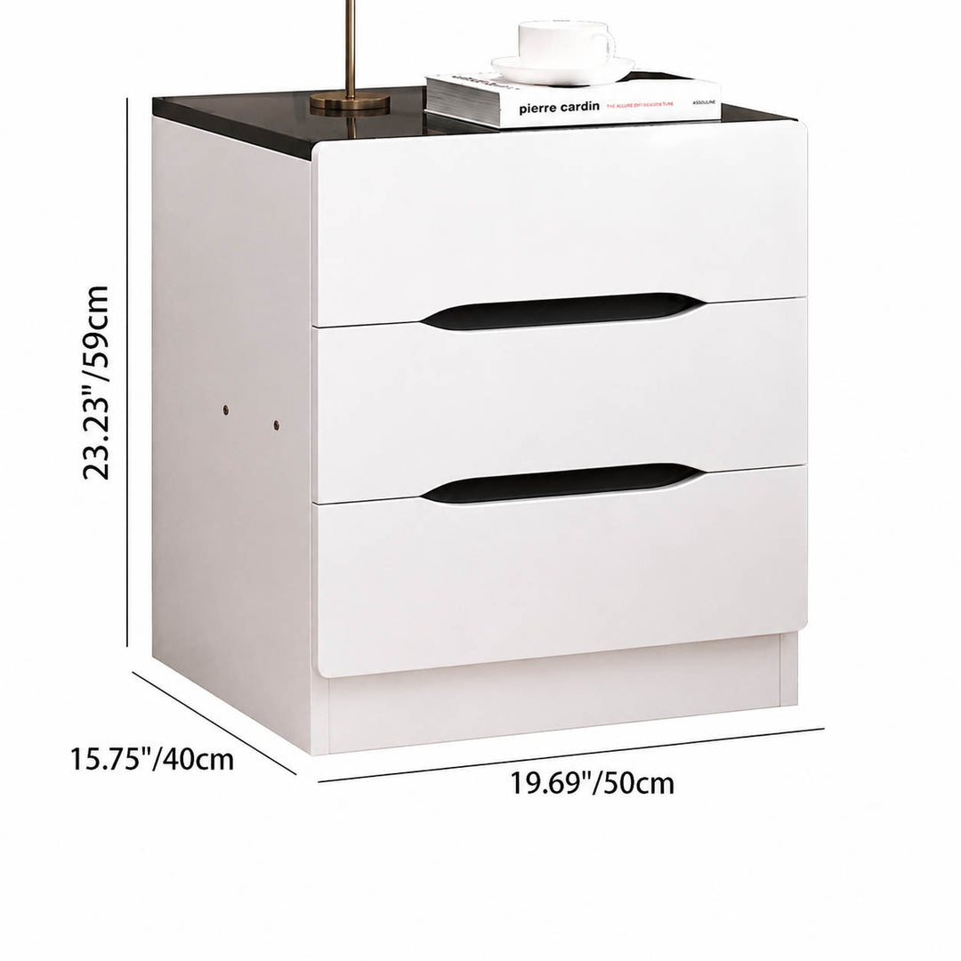 Modern Minimalist Square Cube Medium-Density Fiberboard Nightstand 3 - Drawer For Bedroom