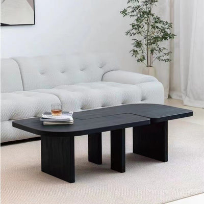 Mesa de café cuadrada contemporánea de combinación de madera de pino y fresno para sala de estar 