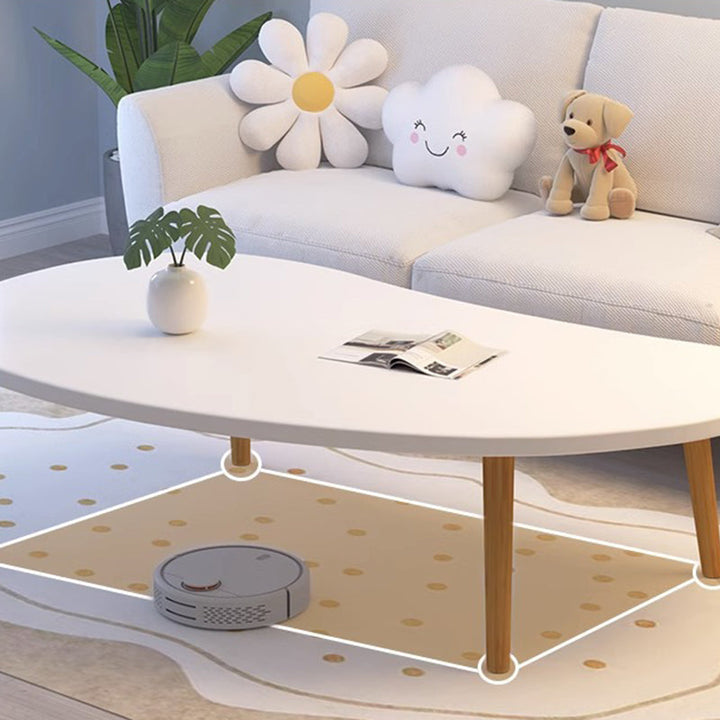 Modern Minimalist Mango Shape Oval MDF Pine Wood Coffee Table For Living Room