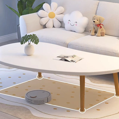 Mesa de café de madera con forma ovalada de mango minimalista moderna para sala de estar 
