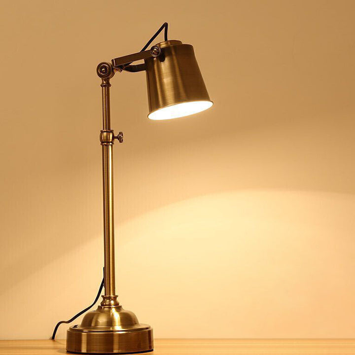 Lampe de table en laiton cylindrique industrielle contemporaine à 1 lumière pour chambre 