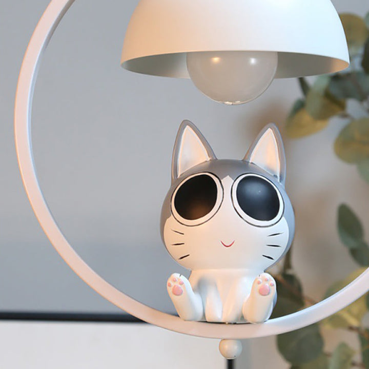 Suspension contemporaine en bois nordique fer résine ronde chat de dessin animé 1 lumière pour chevet 