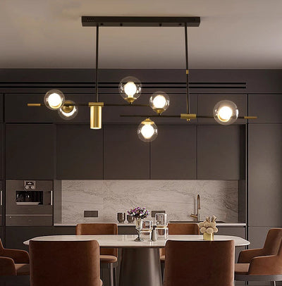 Moderner Mid-Century Eisenglas Magic Bean 7-Licht Inselleuchter Kronleuchter für Esszimmer 