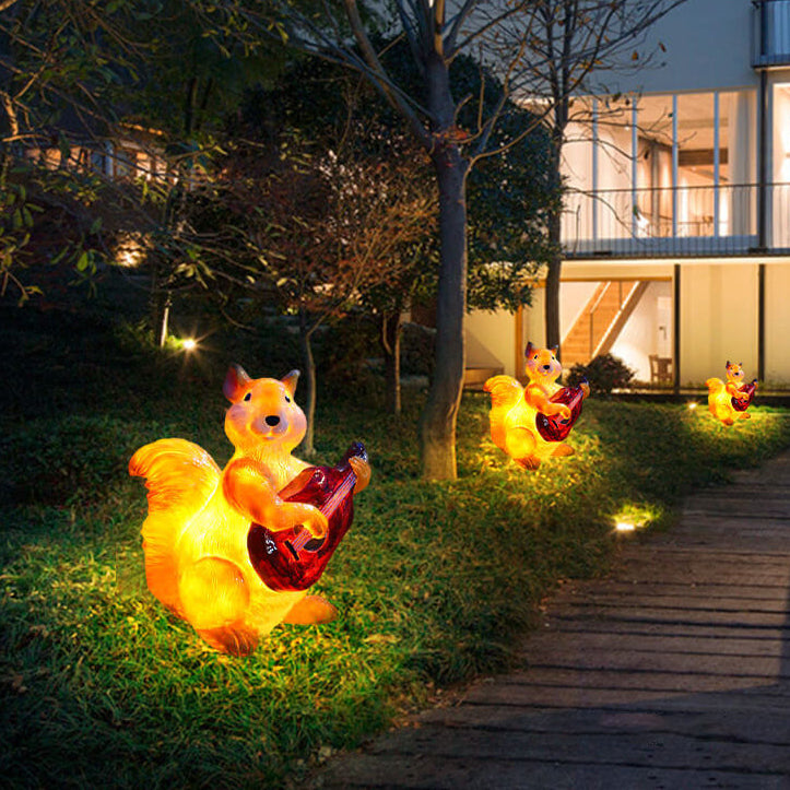 Contemporary Creative Solar Animal Rabbit Squirrel Resin Fiberglass LED Outdoor Landscape Light For Garden