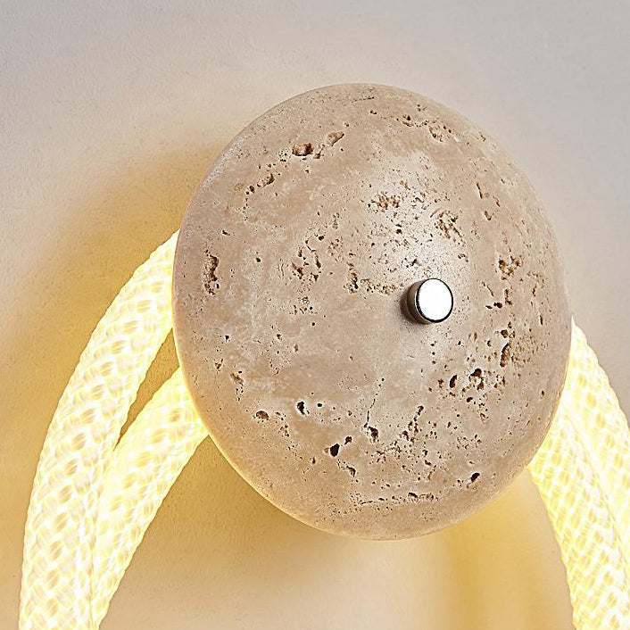 مصباح حائط LED بتصميم لولبي حجري عصري من الألياف البصرية المنسوجة الاسكندنافية الفاخرة لغرفة النوم 