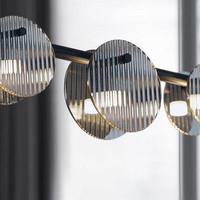 Moderne minimalistische Edelstahl vertikale Korn Glasscheibe LED Insel Licht Kronleuchter für Unterhaltungsraum 