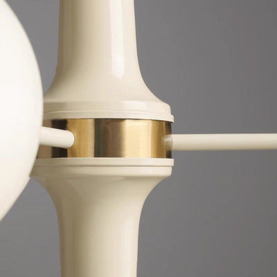 Lustre contemporain rétro à branches courbées avec tige ronde et boules en fer et verre 3/5 lumières pour salon 