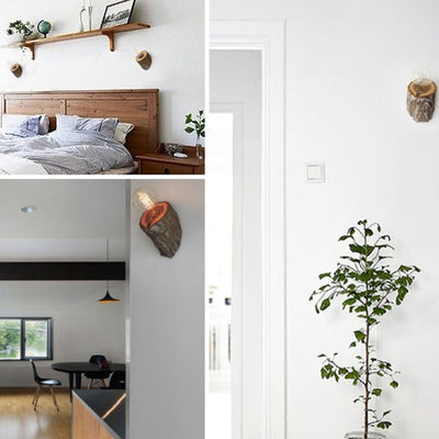 Traditionelle rustikale Holzstamm-Wandleuchte mit 1 Licht für Wohnzimmer 