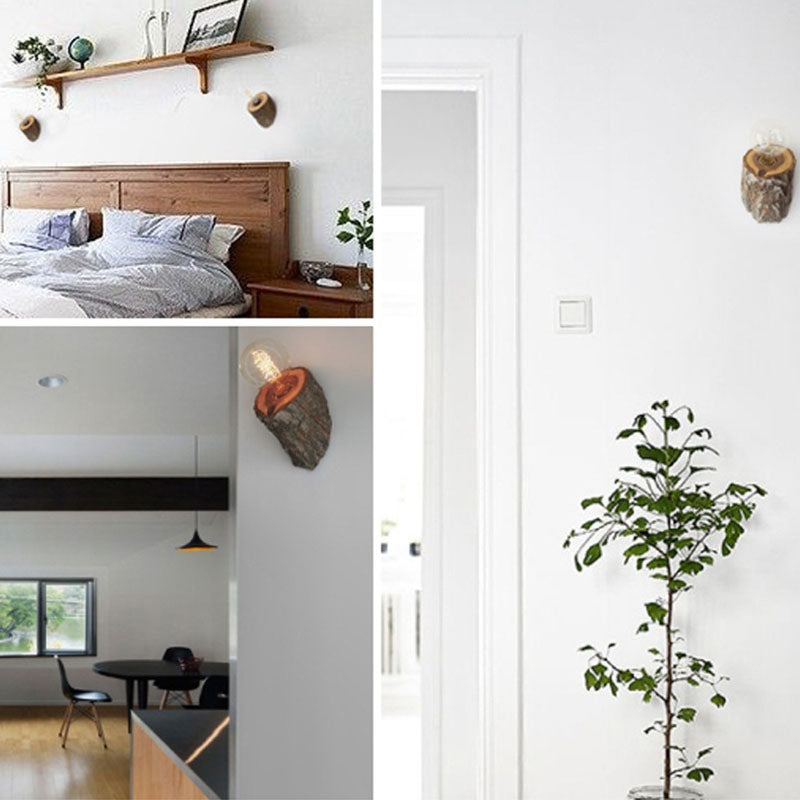 Traditionelle rustikale Holzstamm-Wandleuchte mit 1 Licht für Wohnzimmer 