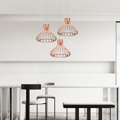 Zeitgenössische Nordic Line Kürbis Eisen 1/3 Licht Insel Licht Kronleuchter für Esszimmer 