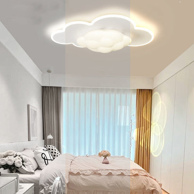 Modern Art Deco Cream Clouds Plastic Iron LED Flush Mount Ceiling Light For Living Room