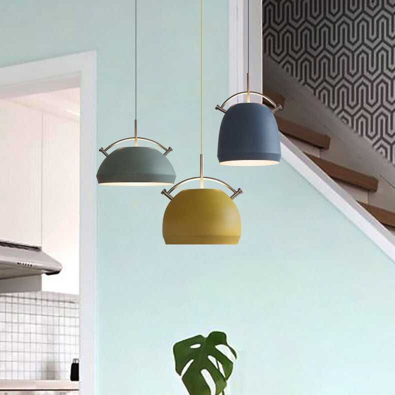 Lámpara colgante de 1 luz redonda de aleación de aluminio nórdica Macaron 