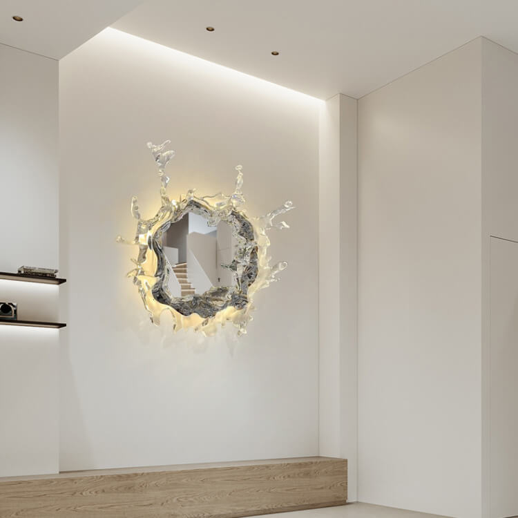 مصباح حائط LED بتصميم حديث من الفولاذ المقاوم للصدأ والأكريليك بشكل رذاذ الماء 