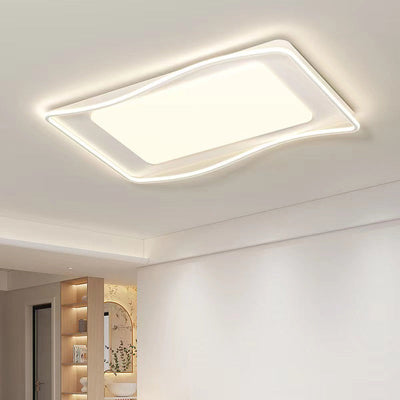 Plafonnier LED en fer carré rond créatif contemporain en PVC pour salon 