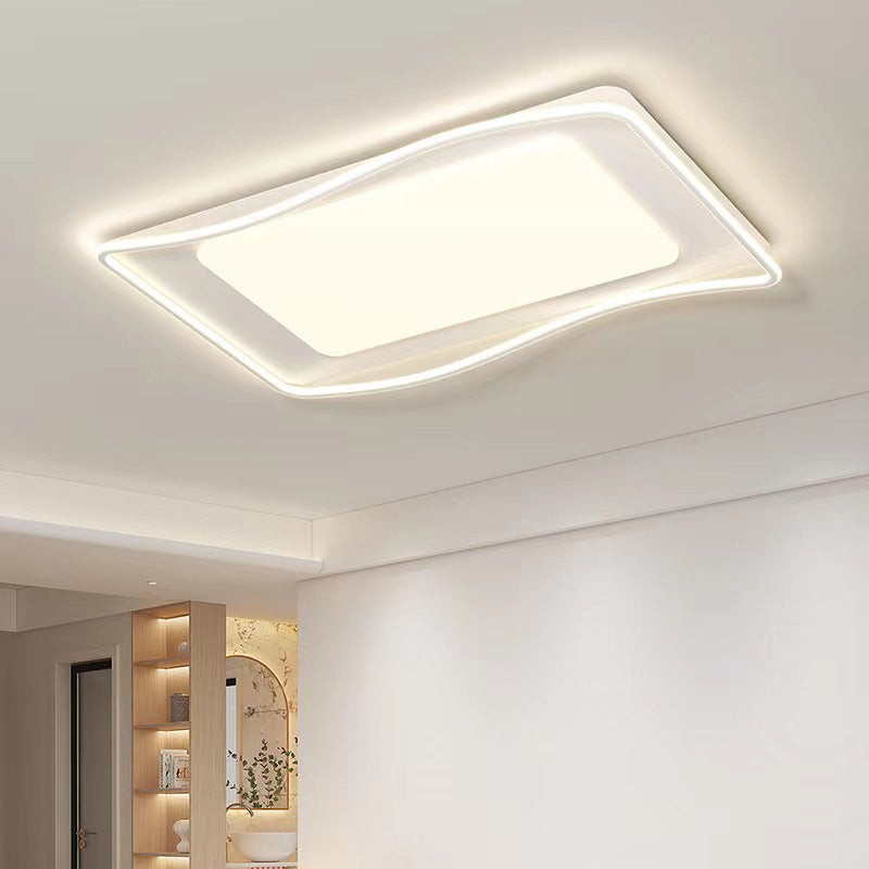 Plafonnier LED en fer carré rond créatif contemporain en PVC pour salon 