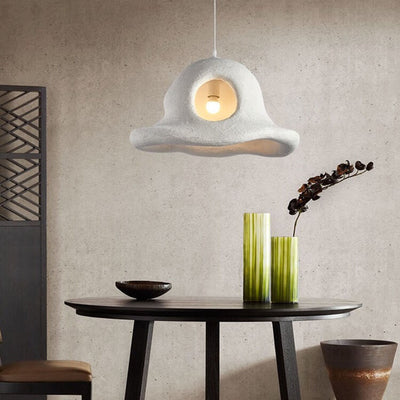 Modern Minimalist Wabi-Sabi Style Resin Hat 1-Light Pendant Light