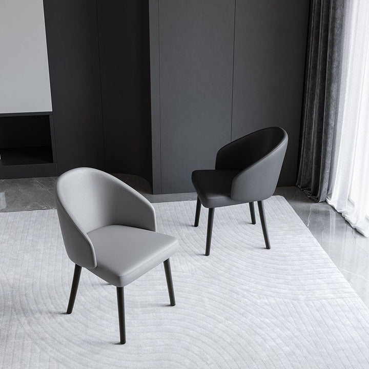 Chaise de salle à manger contemporaine nordique avec dossier en cuir PU, structure trapézoïdale, en bois de frêne, pour salle à manger 