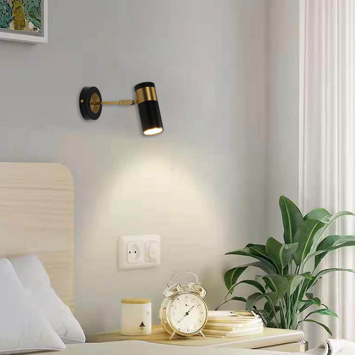 Contemporary Scandinavian Cylinder Hardware Iron Acrylic 1-Light Wall Sconce Lamp For Bedroom