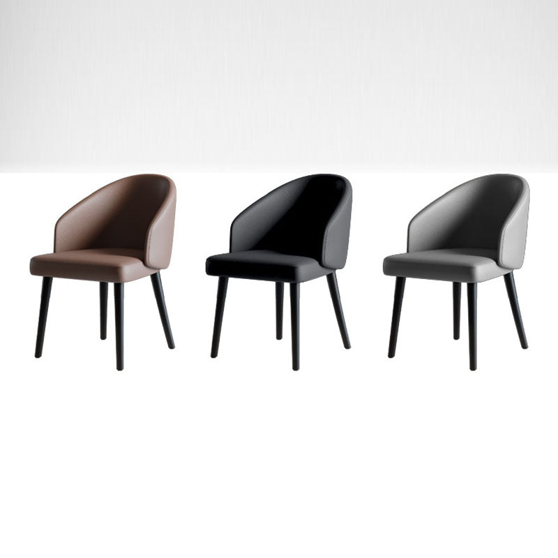 Chaise de salle à manger contemporaine nordique avec dossier en cuir PU, structure trapézoïdale, en bois de frêne, pour salle à manger 