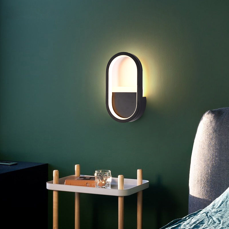 Moderne minimalistische Eisen Silikon elliptische Kreisbogen LED Wandleuchte Lampe für Schlafzimmer 